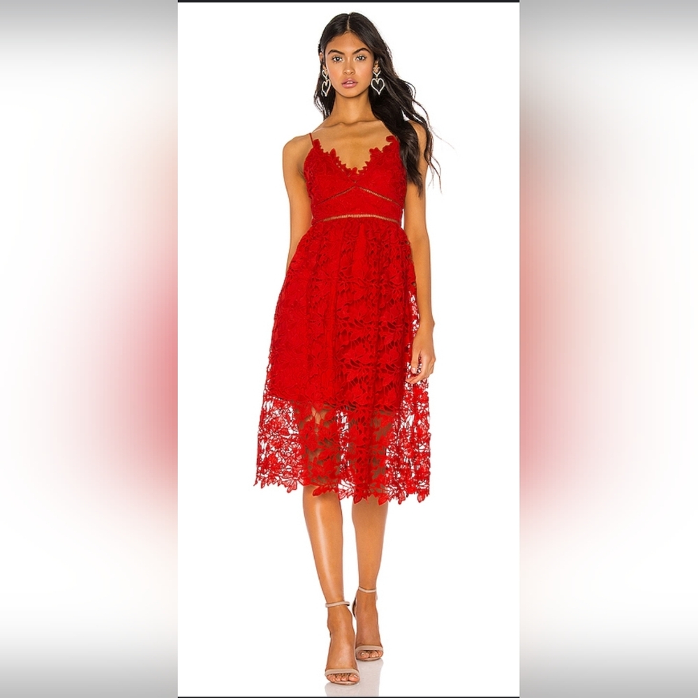 Bardot Sonya Fire Red Lace Dress Size Small NWT